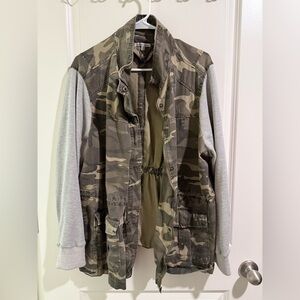 Charlotte Russe Green and Gray Military Field Jacket
